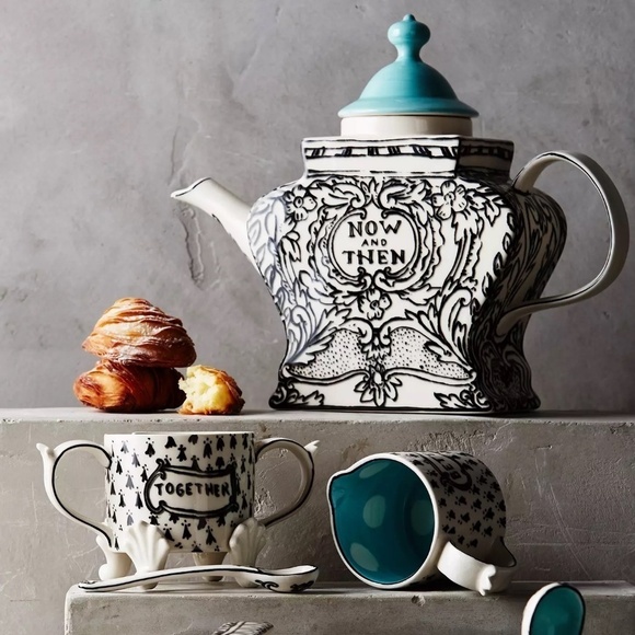 NWOT Anthropologie Sketched Story Tea Pot, Rare Out of Stock - Picture 8 of 10